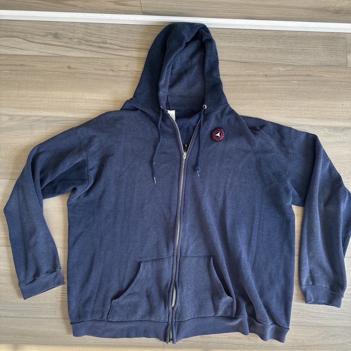 Vintage Mercedes Benz Navy Blue Sweatshirt Sweater Full Zip Made 
