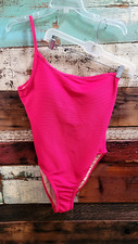 NWT J. Crew One Shoulder Swimsuit Size 10 Fuscia Ribbed High Cut One Piece
