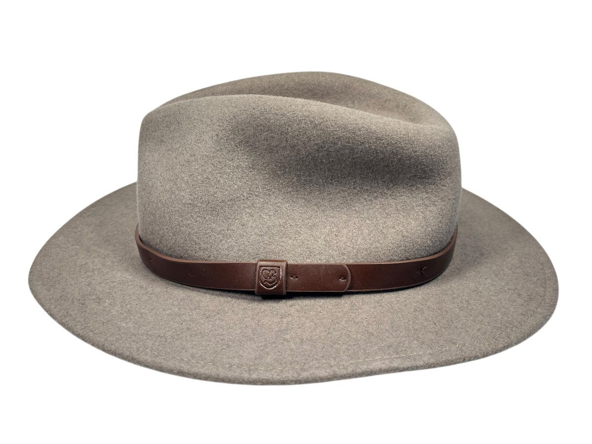 BRIXTON Tan Brown WOOL-FELT WIDE-BRIM HAT Western Fedora 