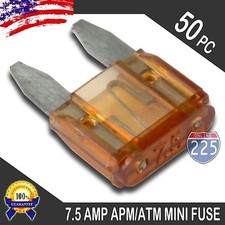 50 Pack 7.5A Mini Blade Style Fuses APM/ATM 32V Short Circuit Protection Fuse US