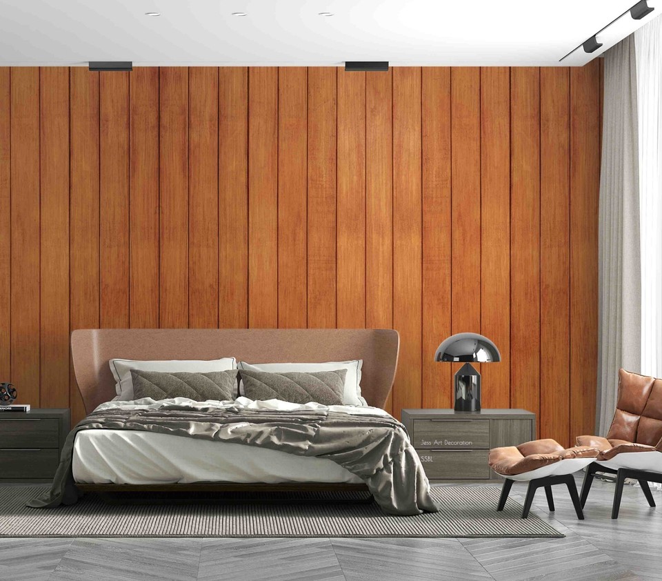 3D Wood Grain Strips Brown Texture Wallpaper Wall Murals Removable