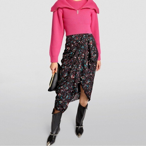 Isabel Marant Etoile Berthe Floral Draped Faux Wrap Midi