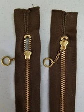 ONE-ZIPPER/Vtg70s TALON USA/BRN.COTTON/6"Metal BRASS#3RING CHAIN SLIDER/Pocket