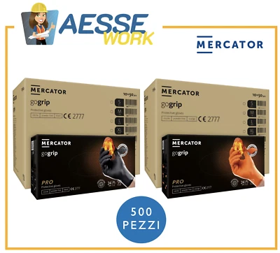 500 Nitrilhandschuhe Mercator GoGrip 50 Stück Schwarz Orange | 10 Schachteln à 50 Stück