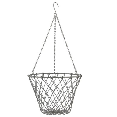 Hanging Pot Holder Grey Basket With Chain / for Flowers by Ib Laursen