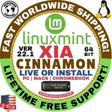 Linux MINT 22.1 USB XIA Cinnamon 64-Bit Live Boot, Full Install for MAC, PC