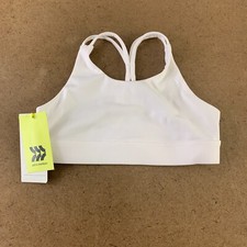 All in Motion Girls Size Small 6/6X White Microfiber Lattice Back Bra NWT