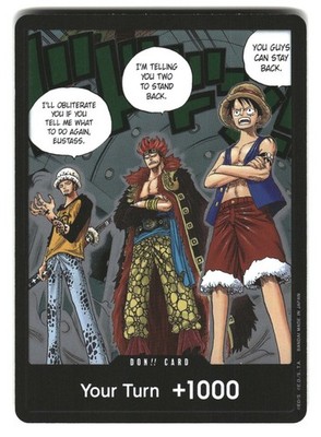 DON!! Card (Trafalgar Law, Eustass Kid and Monkey.D.Luffy) One Piece Foil NM