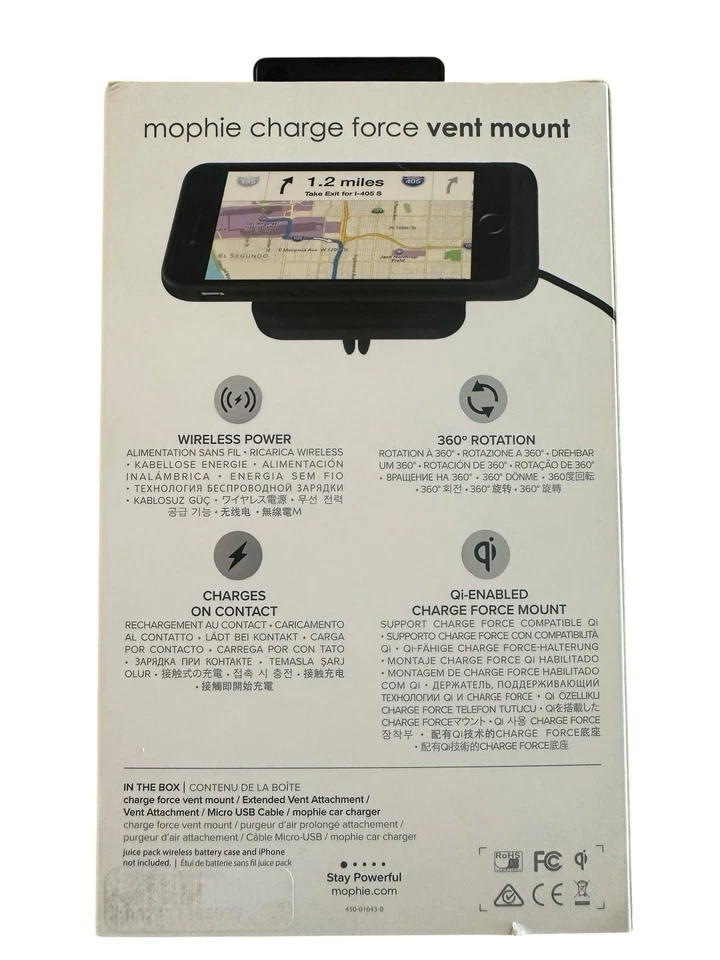 Mophie Charge Force Vent Mount Base Magnética para Coche Carga Inalámbrica Nuevo en Caja Foto 3 de 4