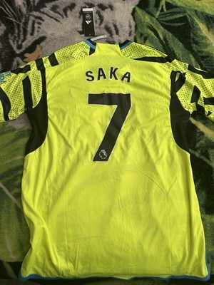 Men's Bukayo Saka #7 Authentic Arsenal 23-24 Away Jersey Size 2XL