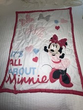 Disney Minnie Mouse Baby Blanket Comforter Pink Hearts Toddler Quilt