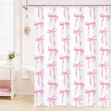 Cute Bow Shower Curtain, Pink Aesthetic Bowknot Shower Curtain for Bathroom, ...