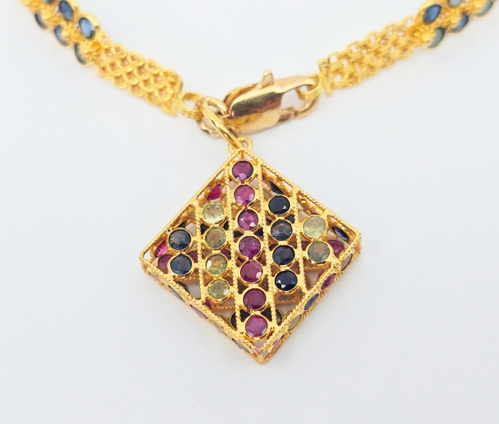 Unique 20K Solid Yellow Gold Multi Colored Gemsto… - image 12