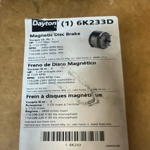 Dayton Magnetic Disc Brake 6K233D MPN Model 6K233D Type Industrial Brake