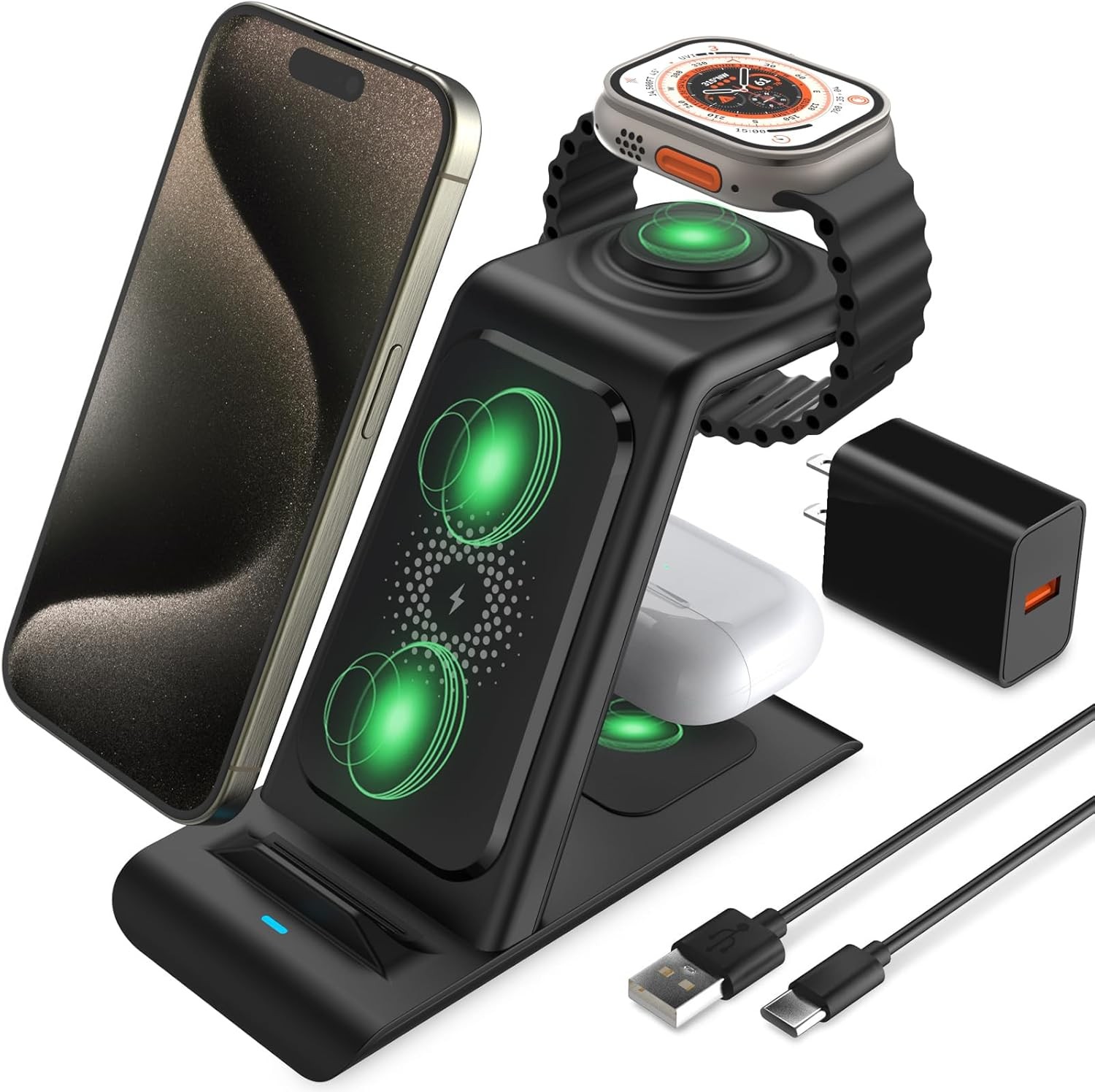3-in-1 Wireless Charging Station for iPhone Apple Watch AirPods by HATALKIN