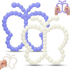 2 Pcs Baby Teething Toys Silicone Butterfly Teething Rings over 3 Months