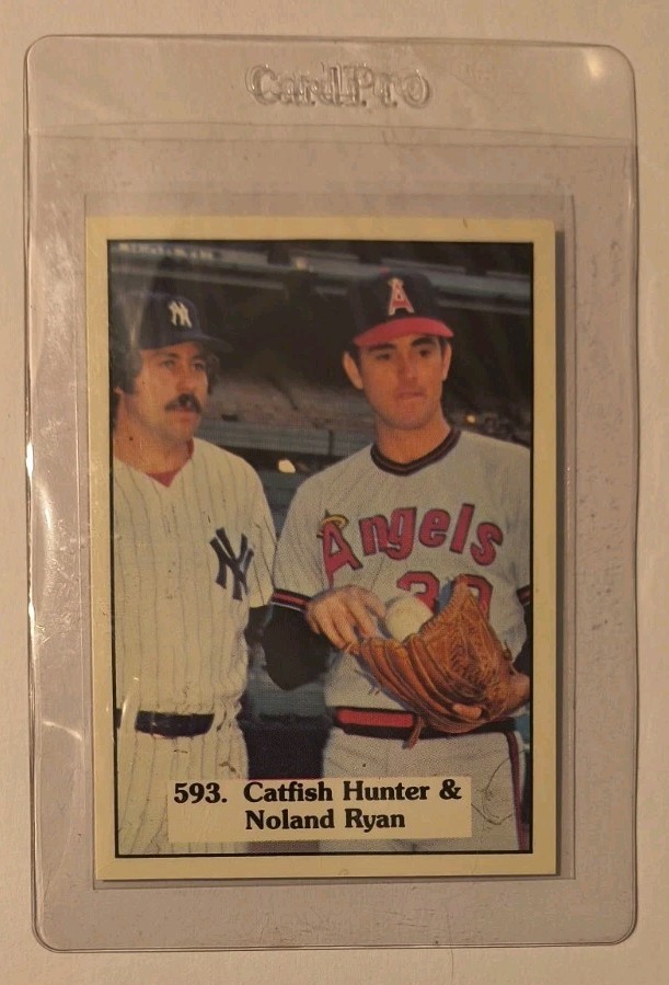 1975 SSPC #187 Nolan Ryan PSA 9 Mint + NOLAND Error Card #593 w/ Catfish Hunter  view 3