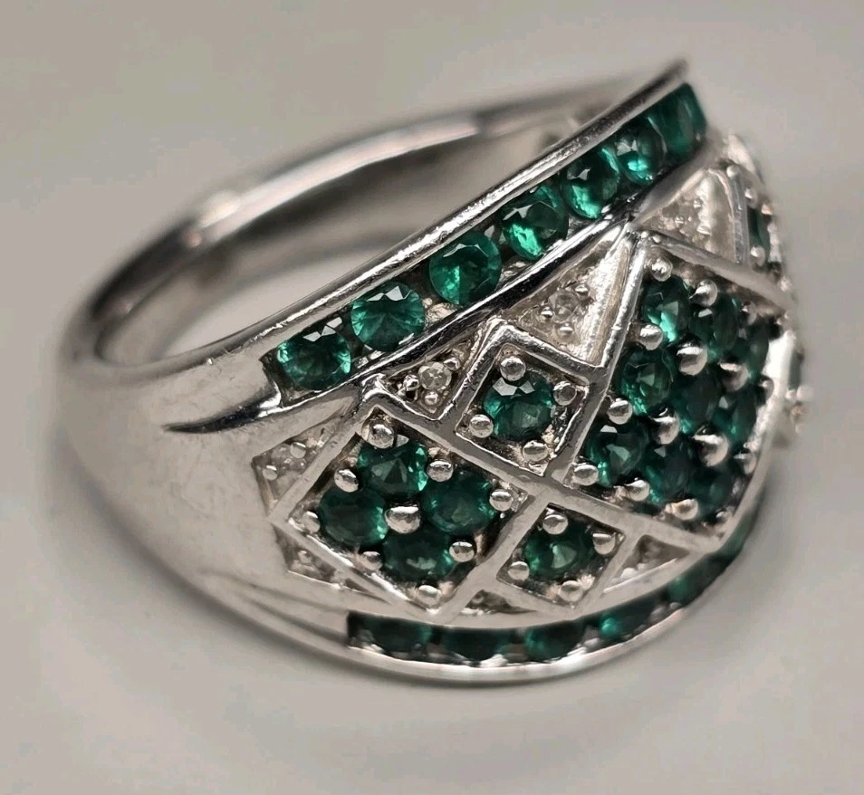 Vintage signierter "Sonne 925" Sterlingsilber Diamant Cluster Ring - 3 g - Größe 7 - Bild 3 von 4