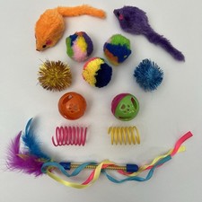 Vibrant Life Cat Toys Variety 12 Pack Plush Mice Springs Balls Sparkly NEW