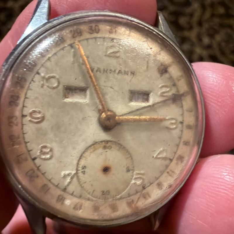 Wakmann Triple Calendar Gold Plated Stainless Steel Manual Wind Watch
