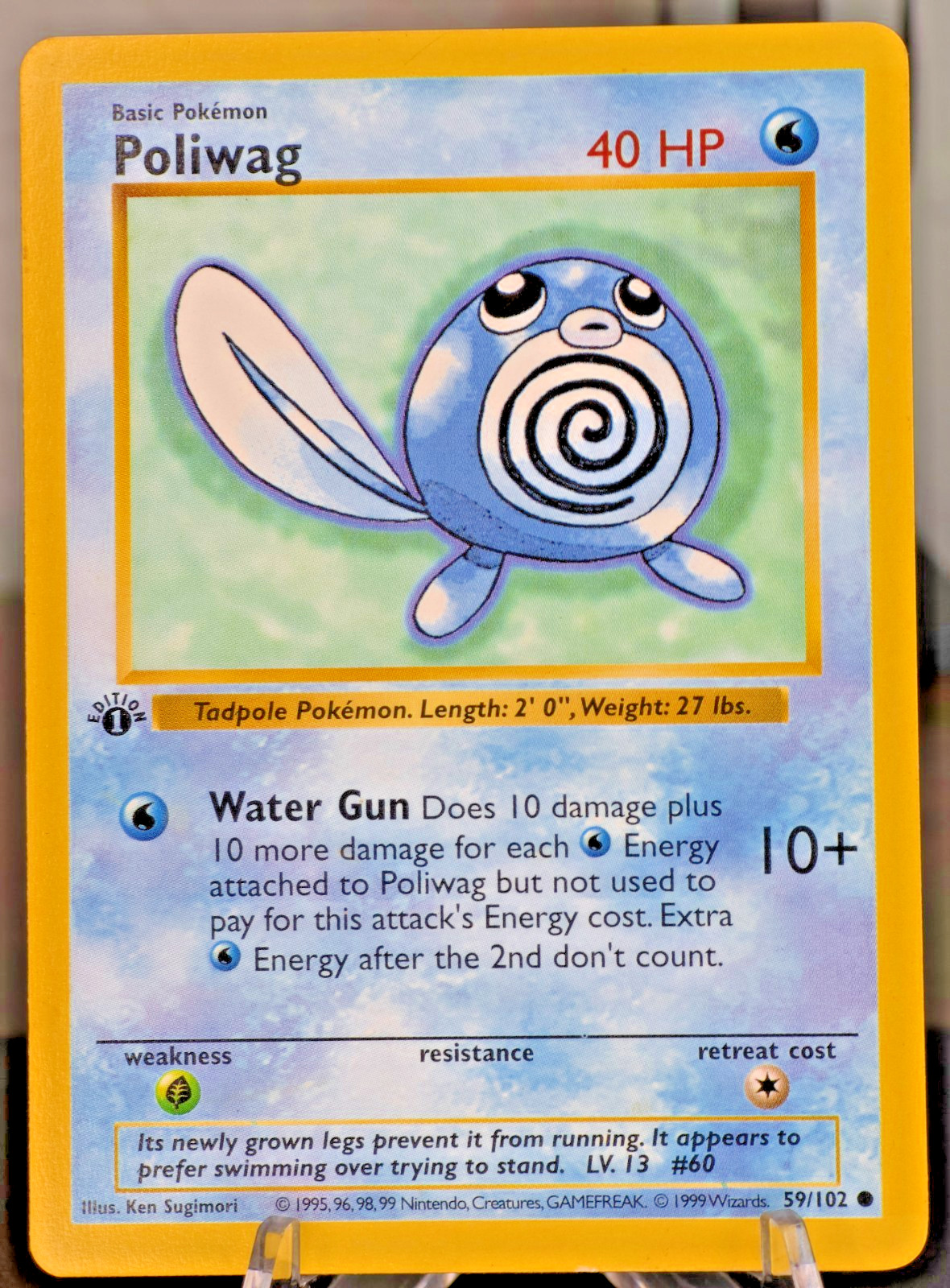 Vintage Poliwag 59/102 Base Set Shadowless First Edition LP