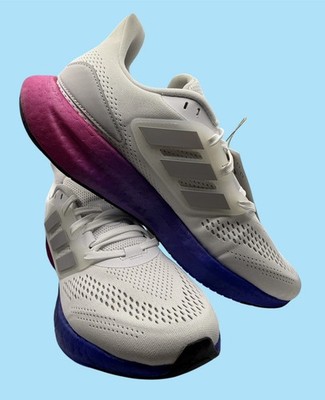 Adidas Men's Pureboost 22 Running Shoe, White/Grey/Lucid Blue, 10