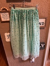 Cat Jack Light Aqua Sequins Pull On Skirt Girls Size 7/8