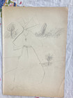 Ancien dessin esquisse femme crayon religieus croquis années 40 var à identifier