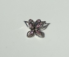 Sterling Silver  Pink Gemstone Butterfly Pendant For Necklace
