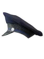 Vintage Fire Department Uniform Cap Hat WS Darley Chicago Basketweave Wool Navy