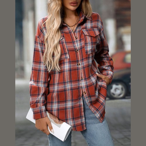Long Sleeve Shirt Casual Women Shirt Classic Outerwear Lapel Design Retro Look - Picture 20 of 176