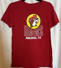 Buc-ees Melissa Texas Men’s Shirt Red with Beaver Bucees Sz. S - Made In USA