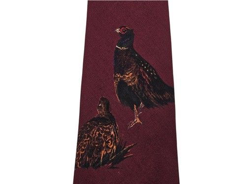 Cravatta collo lana fagiano Polo Ralph Lauren vintage caccia gioco uccellini 56,5" made in USA - Foto 2 di 8