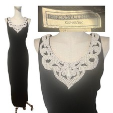 Vintage 1990s Gunne Sax Velvet Formal Prom Dress With Pearl Style Applique...