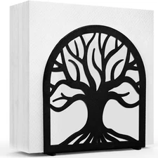Tree of Life Napkin Holder for Table, Black Metal Napkin Holders for Paper Napki