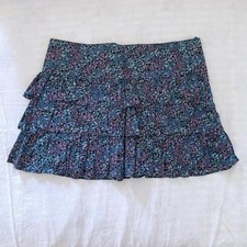 Y2K Tiered Ruffle Mini Skirt Cotton Ditsy Floral Blue Purple Coquette Fairy New