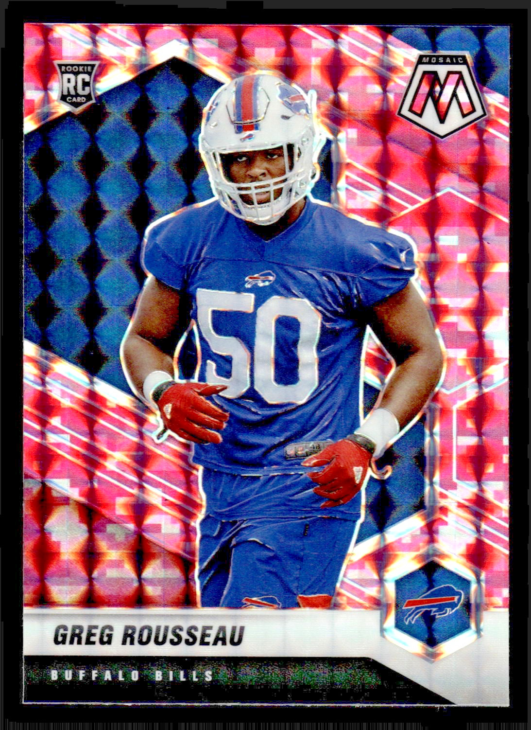 2021 Panini Mosaic Greg Rousseau Rookie Pink Camo Prizm #353 - Buffalo Bills