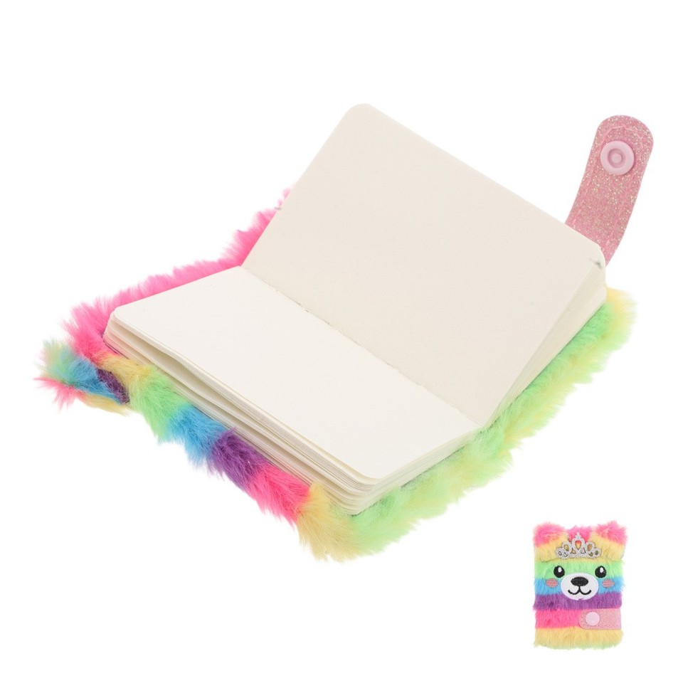 Fluffy Plush Mini Notebook Durable Reusable Buckle Closure Cute Journal ...