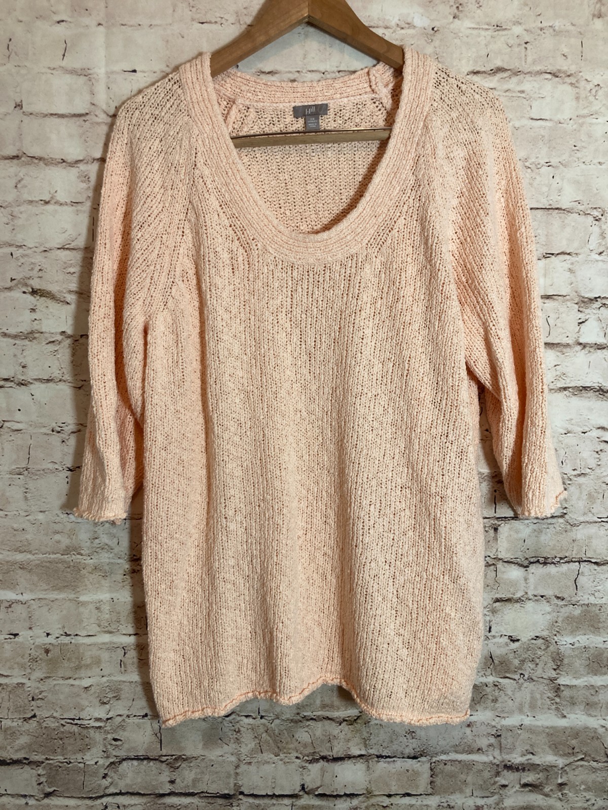 J. Jill Sweater Womens 2X Powder Pink Beachy Pullover Cotton Knit Plus Soft Girl