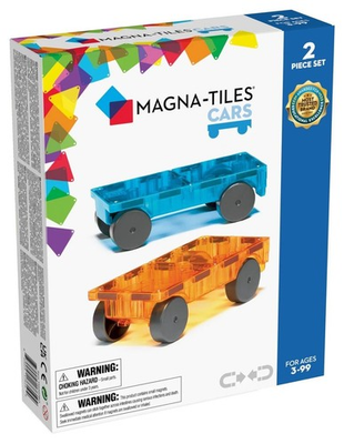 #ad MAGNA TILES Cars Building Block Set Blue and Orange 2 Wheeled Chassis for Kids $18.49