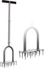 Lawn Aerator Spike Metal Manual Dethatching Soil Aerating Lawn with 15 Iron Spik