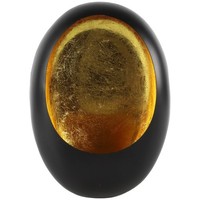 Kerzenhalter Windlicht Teelichthalter Gartendeko Eggy XL Aus Metall Schwarz/Gold