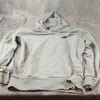 ellesse Herren Hoodie Grau Gr. S mit Logo, Kapuze, Taschen, Langarm