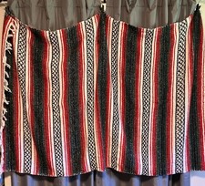Mexican Blanket Red Black Green White 64x38  Southwest Decor