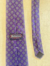 Hathaway 100% Silk Tie Made in USA Purple Geometric Medallion Necktie