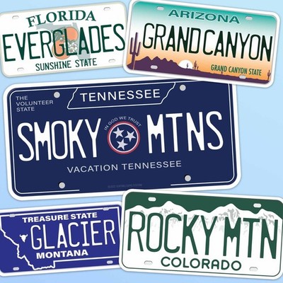National Park License Plate Stickers - 61 NP Decals for Laptop & Water Bottle