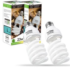 2 PCS 13W UVA UVB 5.0 Reptile Heat Lamp Light Bulb Spiral Compact Fit