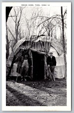 Vintage Postcard: Indian Home, Tama, Iowa - E. C. Kropp Co. Native American