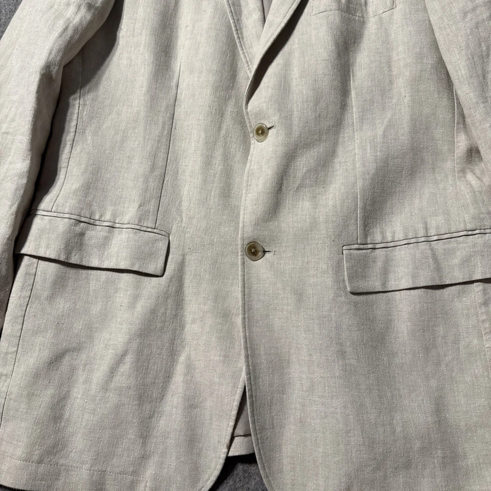 Perry Ellis Sport Coat Blazer Men's Size XL Beige Linen Blend Jacket 2 Button - Image 2 of 4