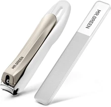 MR.GREEN Nail Clippers Anti Splash Fingernail M+Nano Glass File, Silver